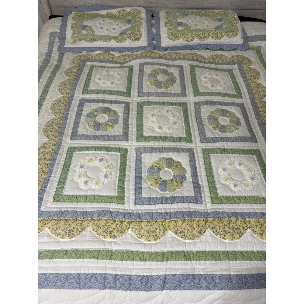 Vintage‎ Peking Handicraft Quilt Doily Floral Cotton Pastels Cottagecore 80